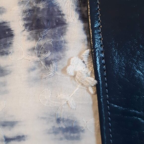 New Boho Tie Dye & Faux Leather Purse Shoulder bag Navy White coastal hippie - Picture 4 of 14